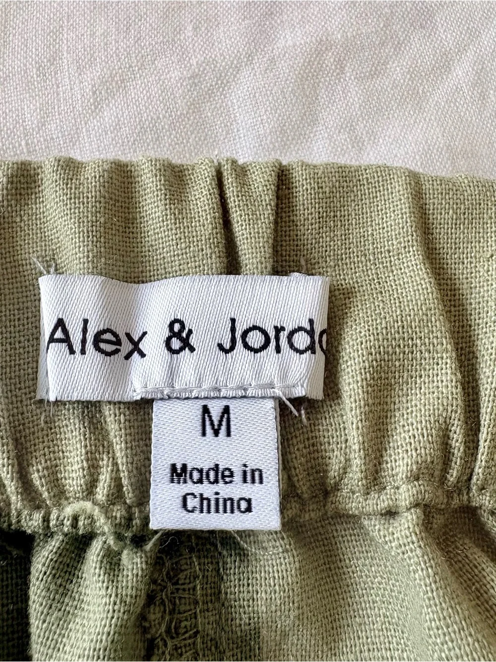 Alex & Jordan Linen Blend Wide Leg Pants Sage Green Medium Coastal Casual